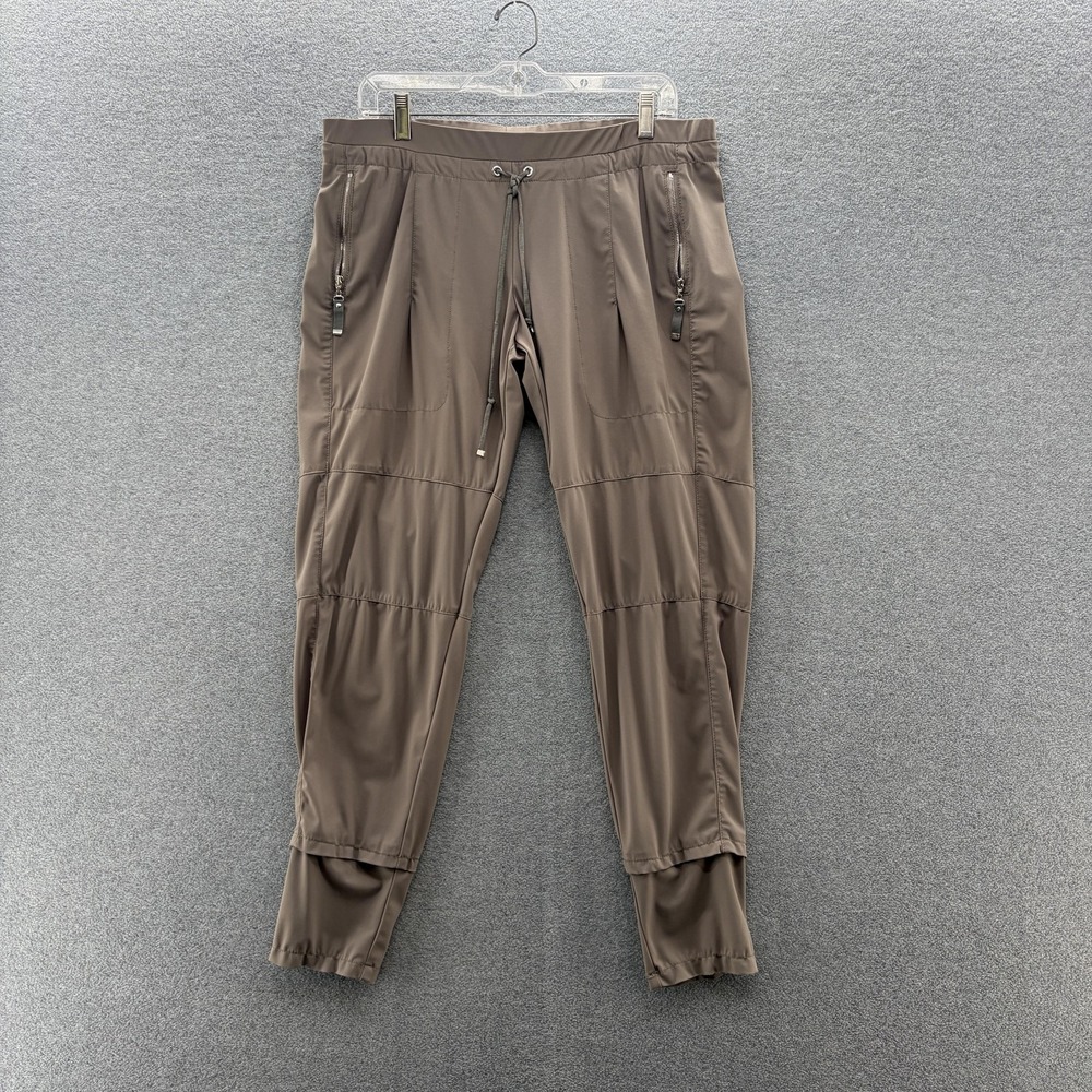 Raffaello Rossi Pants Womens 12 Taupe Candy 7/8 Jogger Elastic Waist Zip Pockets
